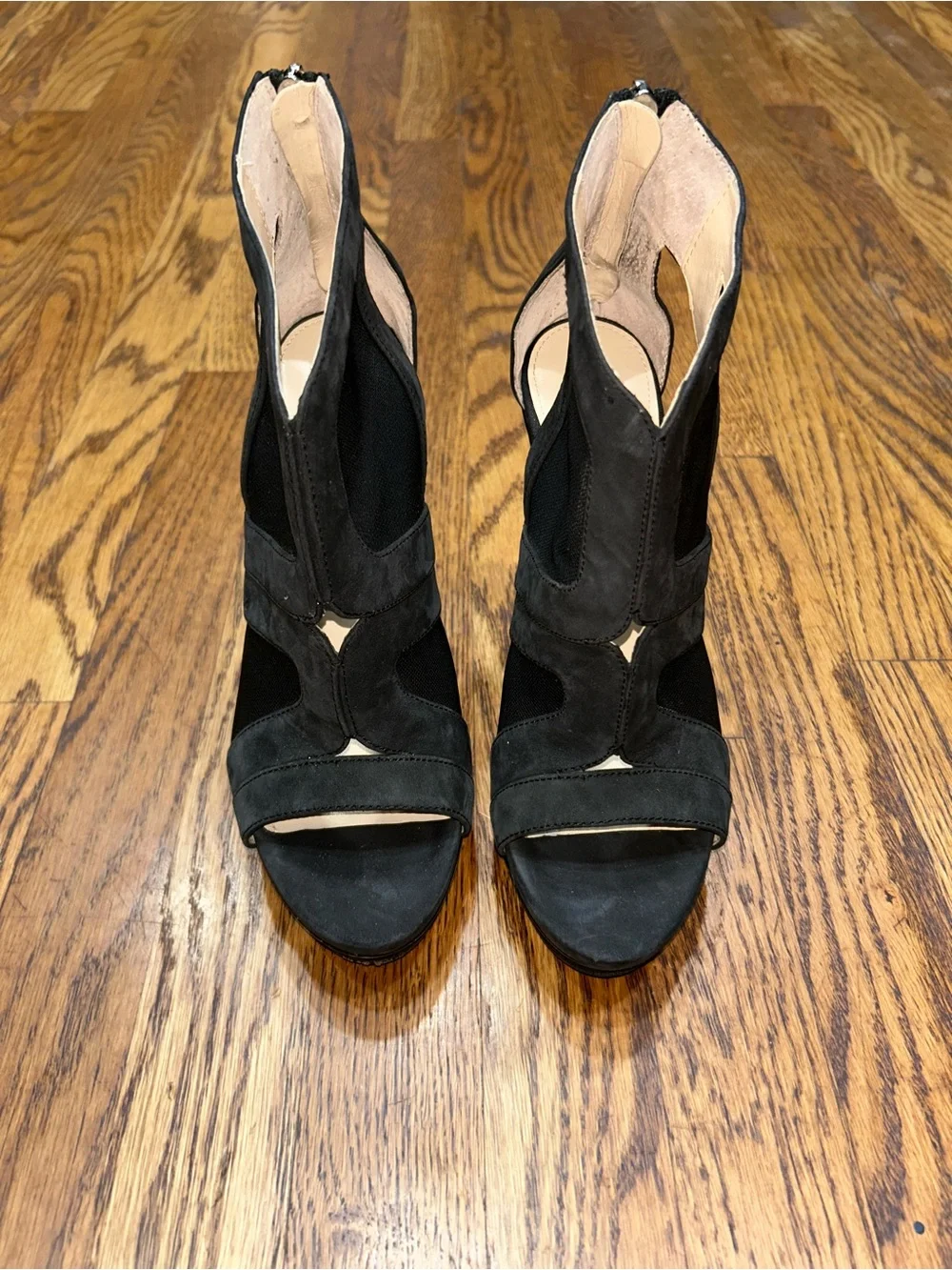 Calvin Klein Black Cutout Mesh Platform Heels - Size 8